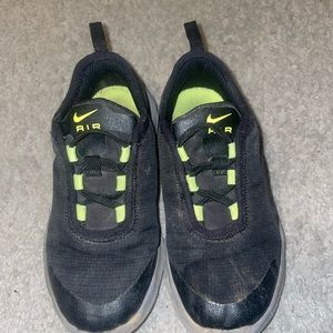Nike Air - Toddler size 9.  Black with lime green.  Easy on, no tie